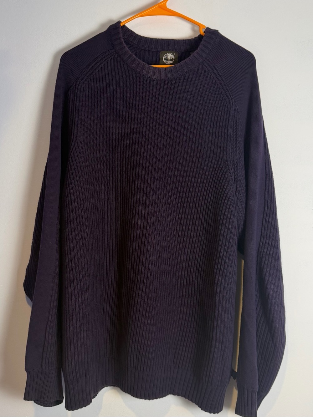 Timberland Men’s Dark Navy Ribbed Cotton Crewneck Sweater